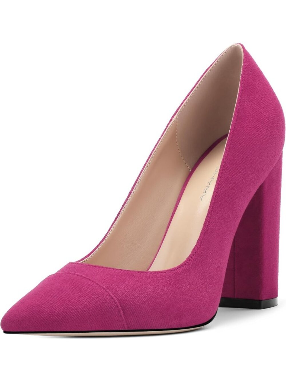 Women's Magenta Suede Pointed Toe High Heels Slip On Pumps Street Banquet Shoes